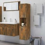 VidaXL Armoire de bain Chêne fumé 30x30x130 cm Bois d'ingénierie