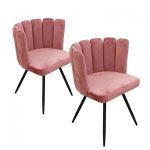 Lot de 2 Chaises en Velours "Ariel" 79cm Rose Prix