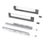 Emuca Tiroir extérieur Vertex 40 kg hauteur 93 mm avec côtés en verre, 450, Gris anthracite, Acier et Aluminium et Verre, 1 kit