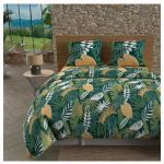 Soleil d'Ocre Parure housse de couette en coton 57 fils 260x240 cm TANZANIE vert, par - Vert