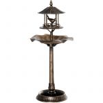 Outsunny Bain d'oiseaux abreuvoir pour oiseaux jardini&egrave;re 3 en 1 dim. &Oslash; 50 x 113H cm polypropyl&egrave;ne bronze antique