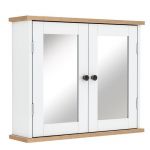 Homcom Kleankin Armoire murale de salle de bain avec étagère réglable et 2 portes avec miroir en MDF - dim. 56I x 14P x 46H cm