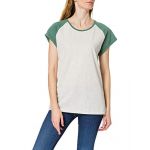 Urban classics T- Shirt pour Femme Contrast Raglan, Gris Clair/paleleaf
