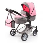 Bayer Landau pour poupée Neo Star gris et rose avec sac à bandoulière et panier d'achat intégré réglable - convertible poussette