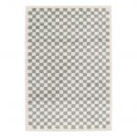 Sweeek Tapis intérieur shaggy poils longs 120x170cm damier bleu clair et crème