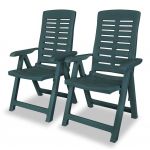VidaXL Chaise inclinable de jardin 2 pcs 60x61x108 cm Plastique Vert