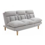 Vente-unique - Canapé inclinable 3 places convertible clic-clac en tissu gris clair palobu
