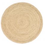 Paco Home Tapis Salon Rond Poils Ras Fait Main Moderne Motif Monochrome Blanc Cass&eacute; Beige 80 cm rond