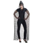 Ruedelafete Cape capuche dentelle tête de mort 145cm, Noir
