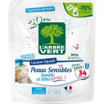 L'Arbre Vert L Recharge Lessive peaux sensibles x34 lavages 1,53L
