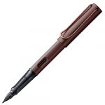 Lamy Lx Élégant stylo plume 090 en aluminium léger de couleur marron avec finition en métal précieux et plume en acier PVD noir brillant, avec cartouche d'encre T 10 en bleu et emballage cadeau