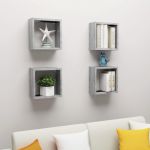 VidaXL ?tag?res cube murales 4 pcs Gris b?ton 30x15x30 cm
