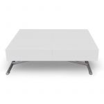 Declikdeco Table Basse Relevable Blanc Laqu&eacute; CYSSA