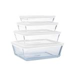 Pyrex Lot de 4 plats de conservation en verre rectangulaires avec couvercle - Cook & Freeze