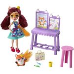Mattel Enchantimals Coffret ?L’Atelier de Peinture de mini-poupée Felicity Renard et figurine animale Flick, accessoires inclus, jouet pour enfant, GBX03