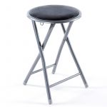 Tabouret Pliant Noir Structure en Acier Argent SIPLI
