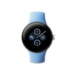 Google Montre connectée Pixel Watch 2 - Boîtier en aluminium Argent Poli - Bracelet sport Bleu Azur - 4G LTE