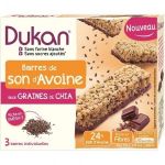 Dukan Barre de son d'avoine chocolat aux graines de Chia (3 barres individuelles)