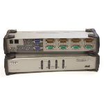 Aten CS1744 - Commutateur KVM VGA Dual View USB à 4 ports avec audio et concentrateur USB 2.0 (câbles KVM inclus)