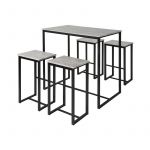 Sobuy OGT15-HG Set de 1 Table + 4 Tabourets Ensemble Table de Bar Bistrot + 4 Tabourets de Bar avec Repose-Pieds