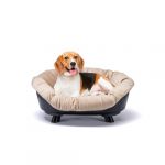 Ferplast Panier Chien Panier Chat avec Coussin, Lit pour Chien et Chat Lavable, Corbeille en Plastique Recycl&eacute;, Lit sureleve Chien Petit, Respirant Antid&eacute;rapant, Sofa' Throne 73 x 55 x h 32 cm, Noir