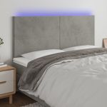 VidaXL Tête de lit à LED Gris clair 200x5x118/128 cm Velours