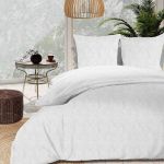 Soleil d'Ocre Parure de lit unie Boh&egrave;me blanc 140x200 cm