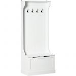 Homcom Meuble d'entr&eacute;e - 4 en 1 - banc de rangement et 4 crochets doubles - MDF - 71,5 x 39,5 x 170 cm - blanc