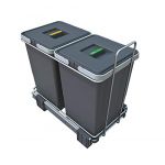 ELLETIPI Ecofil PF01 34 A2 Poubelle de tri sélectif extractible pour Base, Plastique et métal, Gris, 23 x 45 x 36 cm