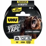 UHU Ruban adhésif toilé en polyéthylène résistant étanche Grizzly Tape - 50 mm x 10 m - noir