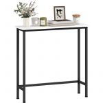 Homcom Console meuble - 75 cm - plateaux en effet marbre - cadre en m&eacute;tal - style moderne - blanc et noir