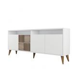 Cotecosy Buffet bas 4 portes et 2 tiroirs Kaltes L180cm Blanc et Naturel