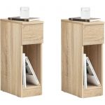 Sobuy FBT111-Nx2 Lot de 2 tables de chevet avec tiroir pour lit à sommier tapissier 2 pièces Table d'appoint étroite Table de téléphone Table de chevet