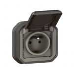 Legrand Prise de courant 2P+T Plexo complet encastr&eacute; anthracite (069860L)