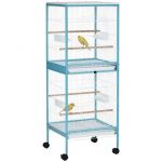 Pawhut Cage pour oiseaux - Acier - 51.5x50x140cm - bleu