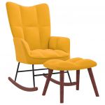 VidaXL Chaise &agrave; bascule avec repose-pied Jaune moutarde Velours