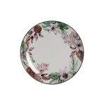 Assiette plate en porcelaine - DKD Home Decor - Blanc et vert - 29x38x29 cm - Florale - Brillante