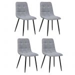 Atmosphera Chaise tissu Sirac gris clair pieds métal - Gris clair