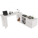 Bureau d'angle - Avec niche int&eacute;gr&eacute;e pour animaux &ndash; 120x50x75cm - MDF - Blanc