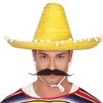 Sombrero chapeau de paille mexicain 45cm jaune - guirca 13635