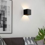 Applique Murale Cube moderne Noir Intérieur et extérieur IP65 LED avec l ière chaude de 6 W Blanc Cl e énergie A