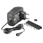 Goobay 64570 Adaptateur Secteur Universel 3V-12V, Max. 27W / Adaptateur DC Interchangeable/pour TV, PC, routeur, Bandes LED/Tension Variable/USB C, USB A, Micro USB / 11 adaptateurs Inclus/Noir