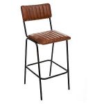 Atmosphera Belle Chaise Tabouret de bar en Cuir Marron cognac Dario