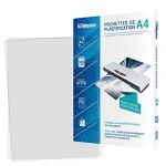 Waytex Pack 100 Feuilles de plastification A4 &eacute;paisse 125 Microns Finition Brillante Transparente