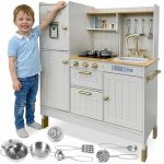 Cuisine en bois pour enfants Kinderplay Green Series lumi&egrave;re et son accessoires - grande (GS0060-2)