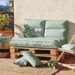 Coussin matelas palette recyclé VA Vert d'eau