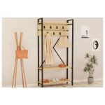 Concept-Usine LUBIN - Meuble d'entr&eacute;e style industriel avec &eacute;tag&egrave;res et porte-manteaux