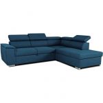 Canap&eacute; d'angle convertible r&eacute;versible avec coffre - 5 places - DAYTONA - Tissu bleu - 260 x 77 / 94 x 216 cm