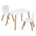 Atmosphera Ensemble de table et chaises pour enfant - Blanc - 58 x 38 cm x H 43 cm