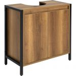 Sobuy BZR63-PF Meuble sous-Lavabo meuble sous vasque &agrave; 2 &eacute;tages et 2 Portes Style Industriel - L60 x P30 x H60 cm